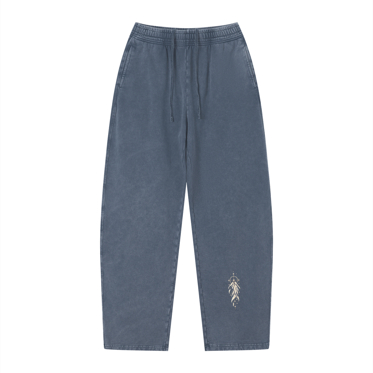 EvoCore Seraph Bluehour Loose Sweatpants in Navy Blue, front view on a white background