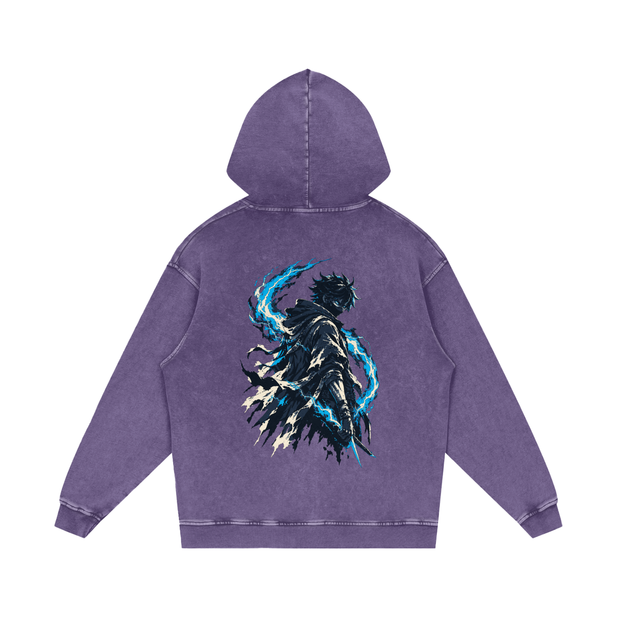 EvoCore Phantom Volt Signal Hoodie in Purple, back view on a white background
