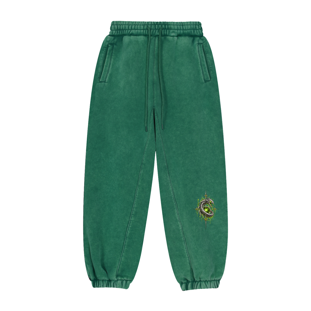 EvoCore Chrome Venom Greenwire Joggers in Dark Green, front view on a white background