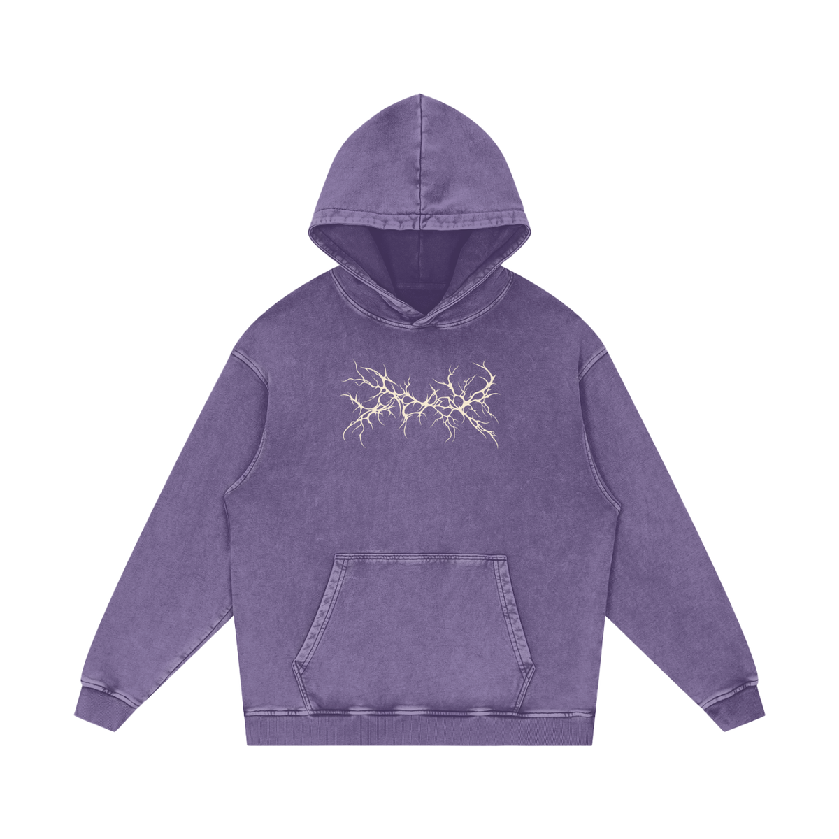 EvoCore Phantom Volt Signal Hoodie in Purple, front view on a white background